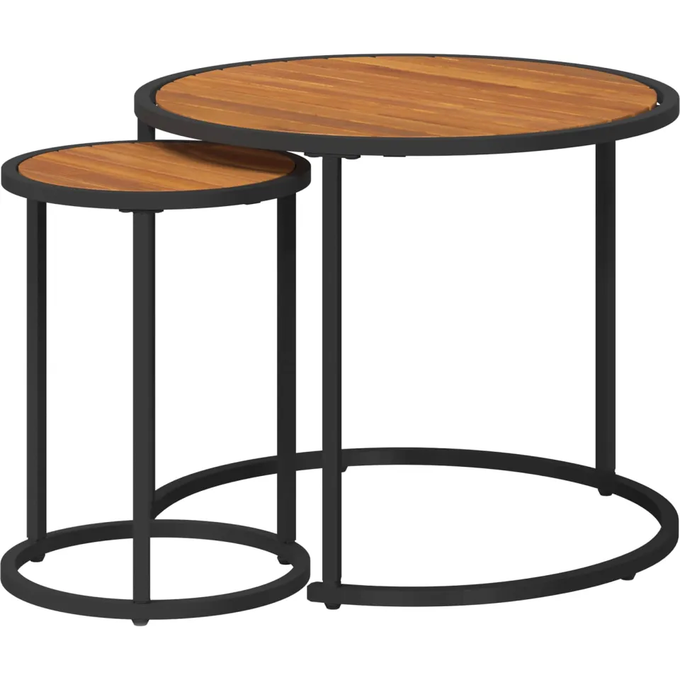 vidaXL Koffietafel Set 2 st Naturel en Zwart 55 x 55 x 45 cm Bruin
