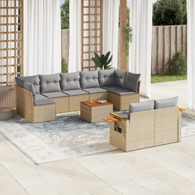vidaXL Patio Sofa Set 9-zits Beige and Grey, foto 2