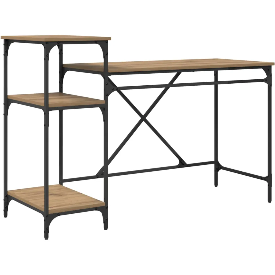 vidaXL Bureau Artisan Eiken Bewerkt hout 135 x 50 x 90 cm, foto 3
