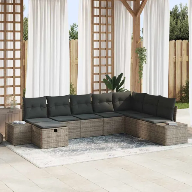 vidaXL Tuin Sofa Set 8 st Grijs poly rattan