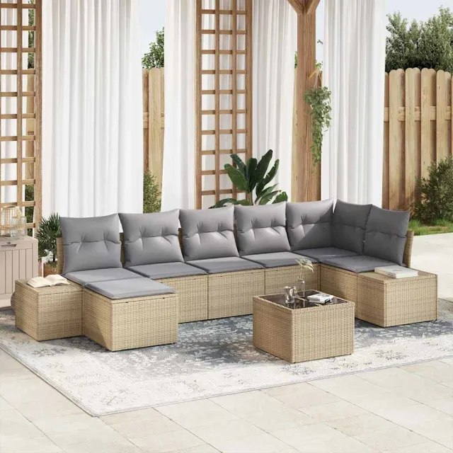 vidaXL Tuin Sofa Set 7 st Beige poly rattan, foto 2