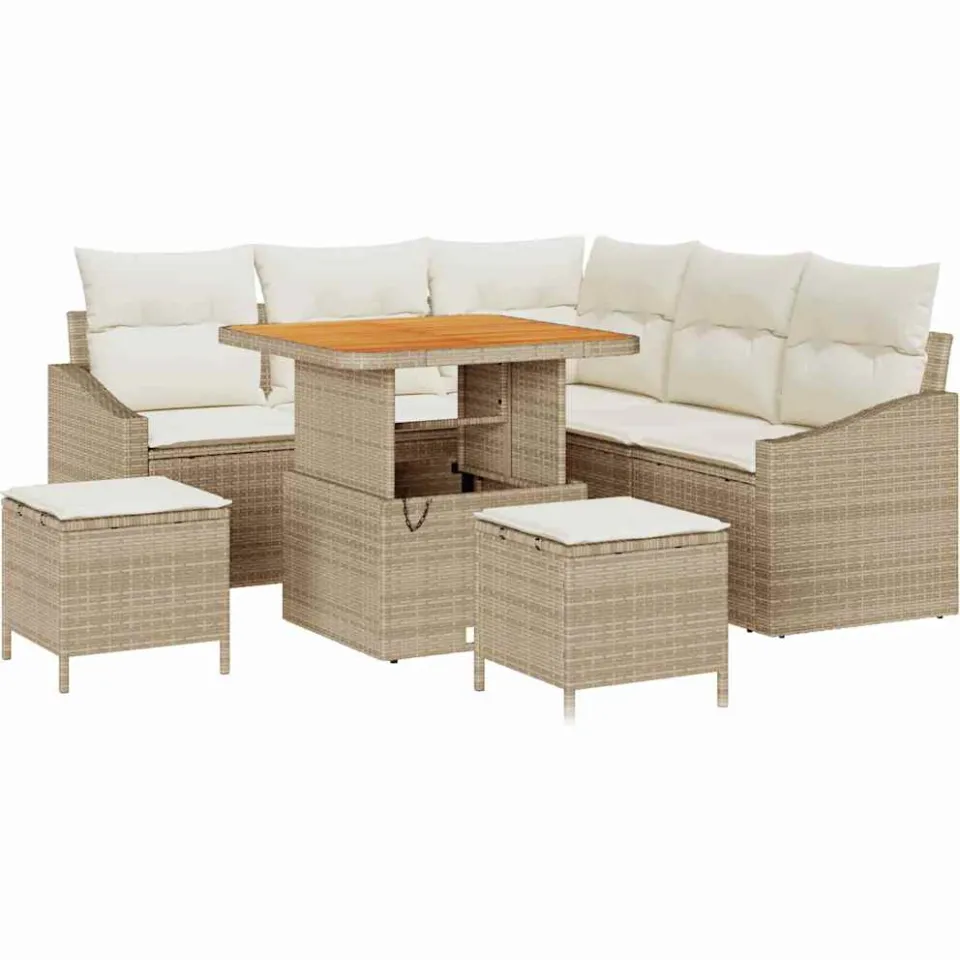 vidaXL Tuinbankenset 8 st Beige poly rattan