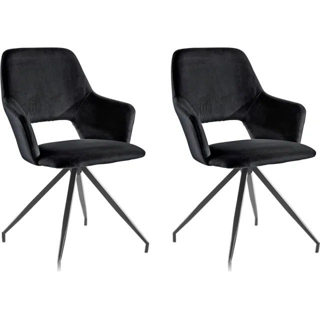 Notio Living Tracy-Fauteuil - 2 Pack - Zwart Velours
