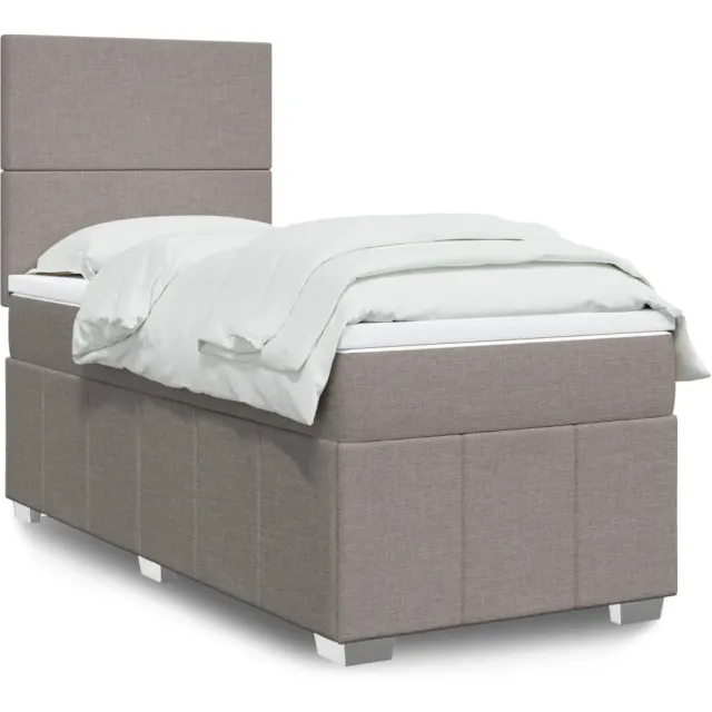 vidaXL Boxspring met matras stof taupe 100x200 cm