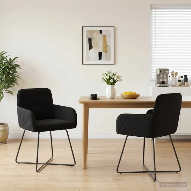 vidaXL Eettafelstoelen 2 st fluweel Zwart 59 x 56,5 x 86 cm