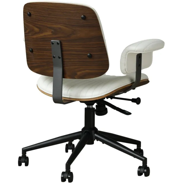 COVREO Bureaustoel 73x89 cm beige, kunstleer met wielen draaibaar