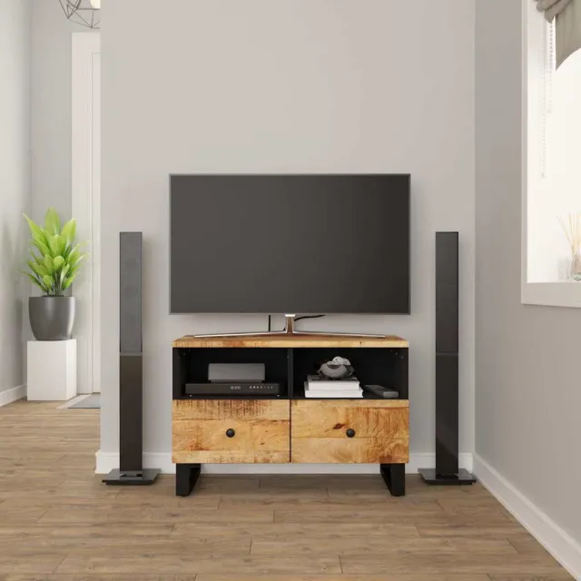 vidaXL Tv-meubel 70x33x46 cm massief mangohout Zwart