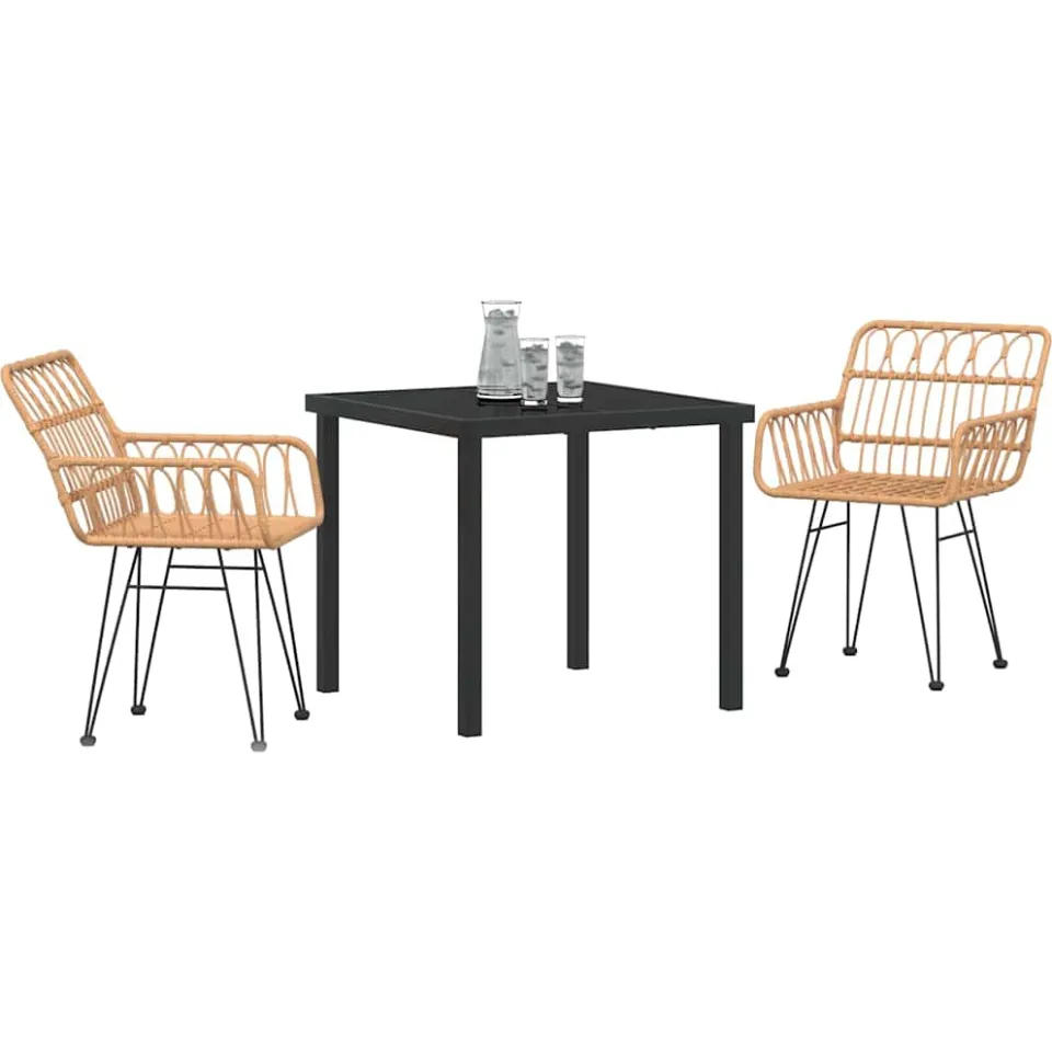vidaXL Tuin eettafelset 3 st Bruin Gepoedercoat staal