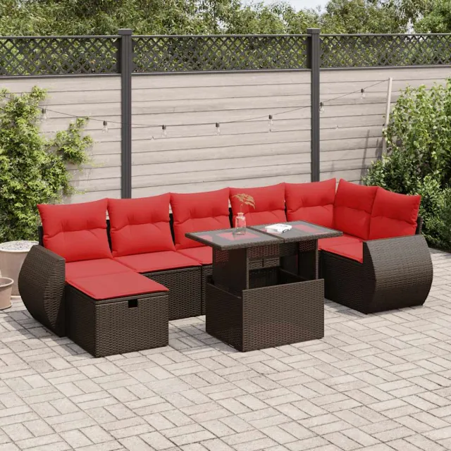 vidaXL 8-delige Loungeset met kussens poly rattan acacia bruin, foto 2
