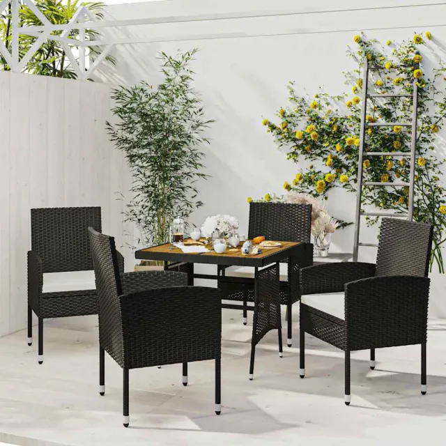 vidaXL 5-delige Tuinset poly rattan zwart, foto 2