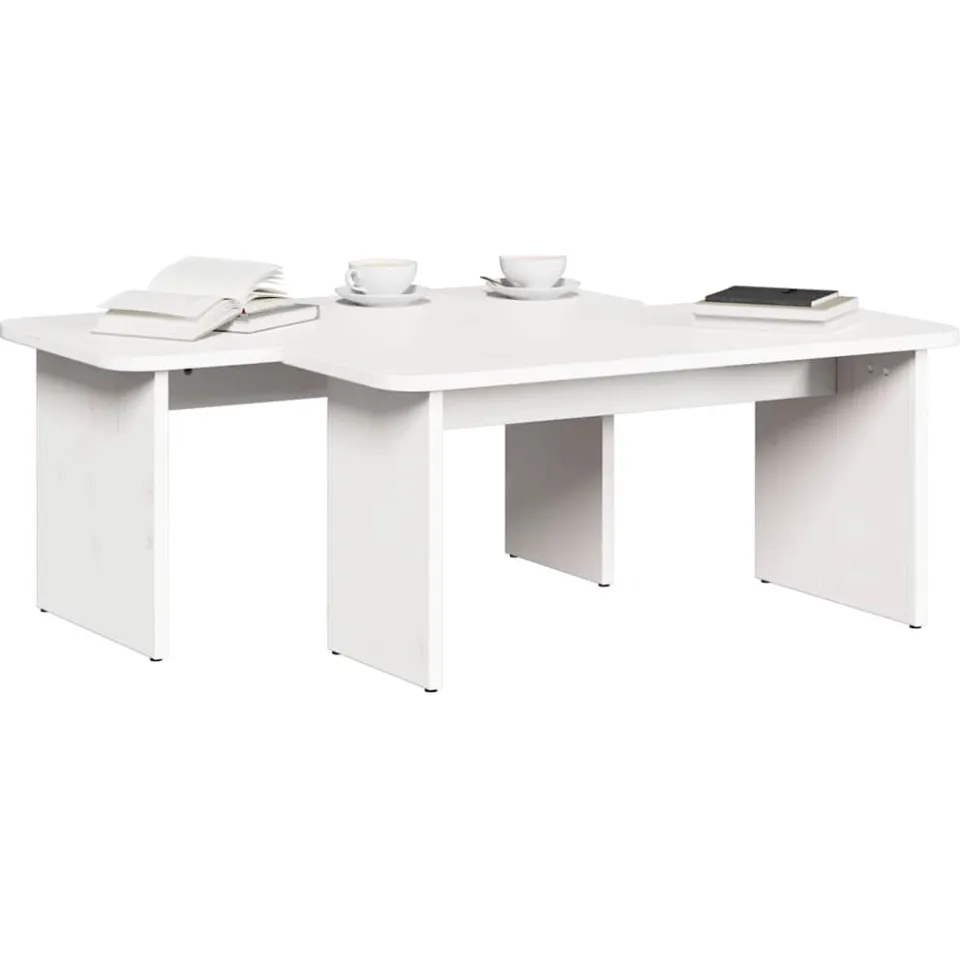 vidaXL Salontafel 2 st Wit 100 x 69 x 35,5 cm Massief grenenhout