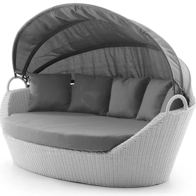 Oltre Portofino - Tuinbed met baldakijn - 210 x 140 cm - Wit polyrattan