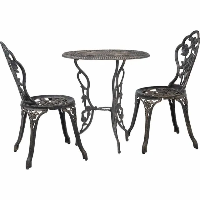 vidaXL 3-delige Bistroset gietaluminium Bruin