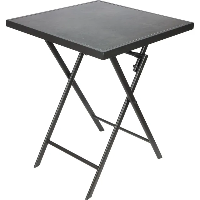 Brubaker Bergamo Tuintafel, 58 x 58 cm, weerbestendig, metalen bijzettafel, inklapbaar, campingtafel, hoekig met steenlook, klaptafel voor balkon, terras, bistrotafel, grijs Grijs - steenlook