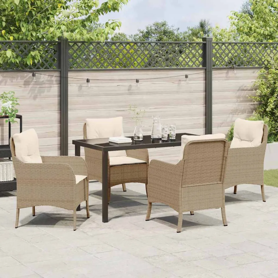 vidaXL Tuin eettafelset 5 st Beige poly rattan, foto 3