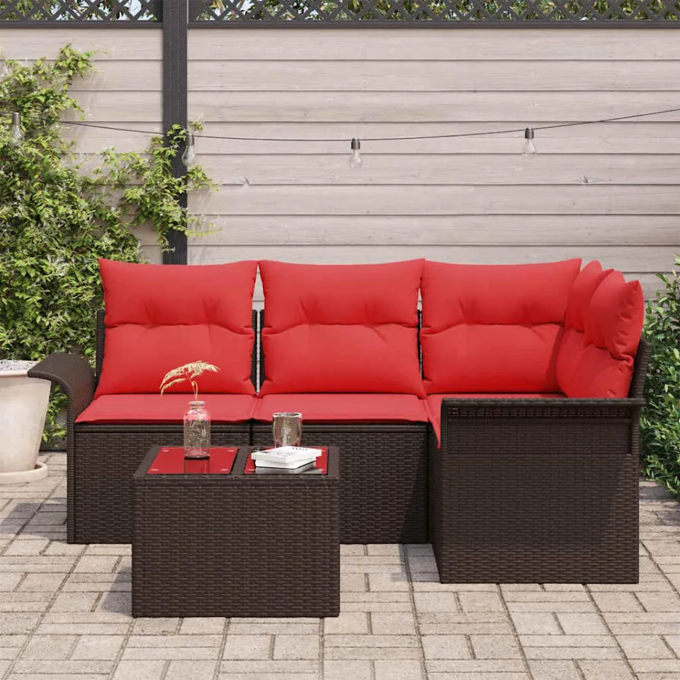 vidaXL Tuin Sofa Set 5 st Bruin poly rattan, foto 3