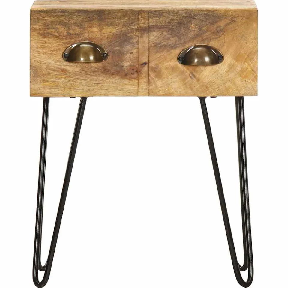 vidaXL Nachtkastje 40x30x50 cm massief mangohout bruin, foto 2