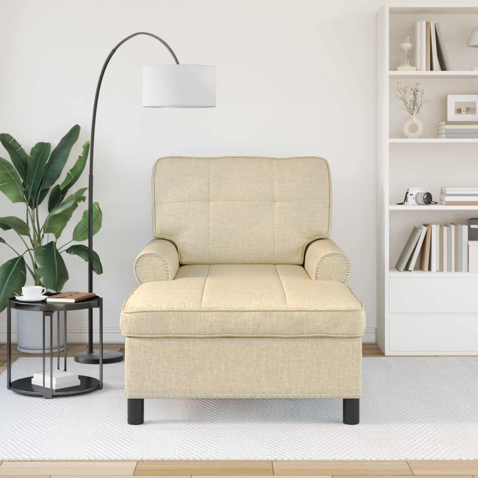 vidaXL Chaise Lounge Crème Stof 91 x 157 x 91 cm, foto 3