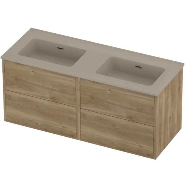 Proline Tribute Badmeubelset Porselein Elegant Zonder Gat 120x46x54 cm Mat Crème Cotton Cider Oak Eiken