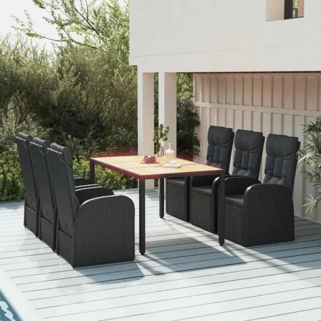 vidaXL 7-delige Tuinset met kussens poly rattan zwart, foto 2