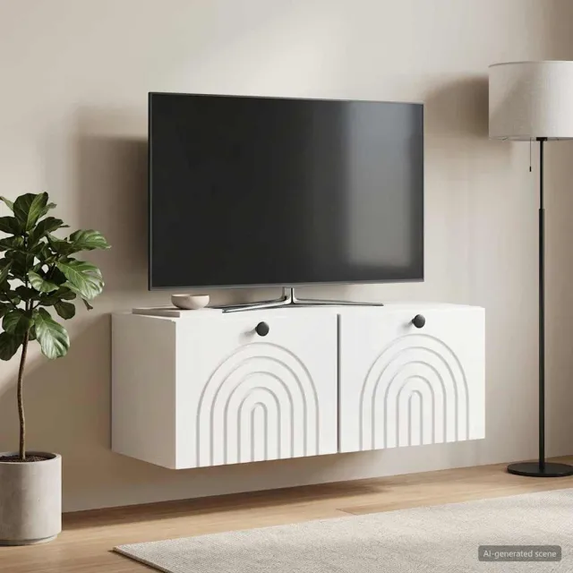vidaXL Wandbeugel TV-kast Hoogglans Wit 78,5 x 31 x 30 cm Bewerkt hout, foto 2