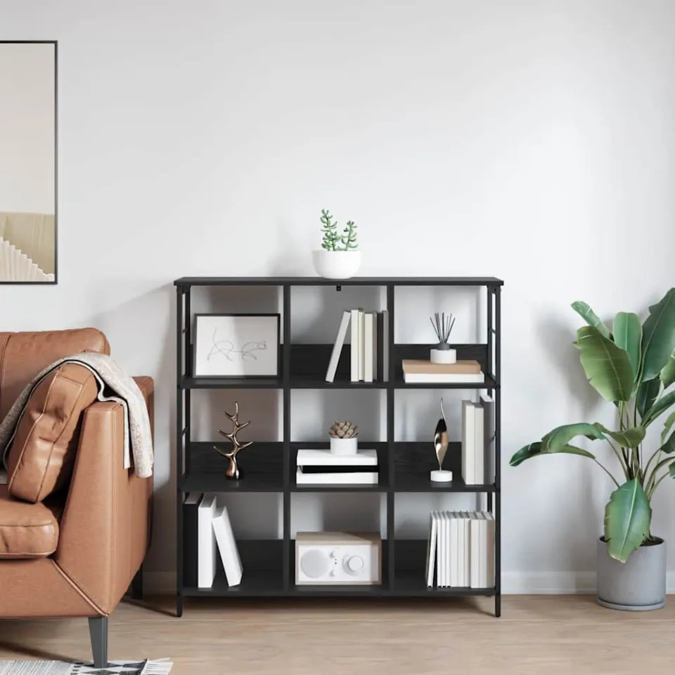 vidaXL Boekenkast 9-laags 102 x 32 x 104,5 cm Bewerkt hout Zwart Eiken, foto 3