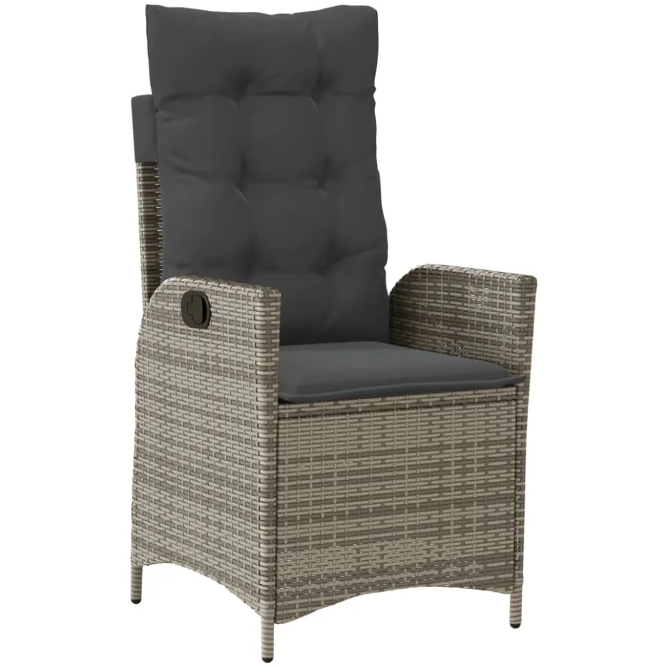 vidaXL 5-delige Tuinset met kussens poly rattan grijs