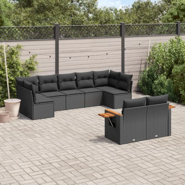 vidaXL Patio Sofa Set 9-zits Black, foto 2