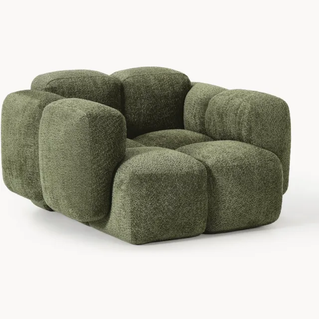 Westwing Collection Loungefauteuil Tayla van teddy bouclé Groen