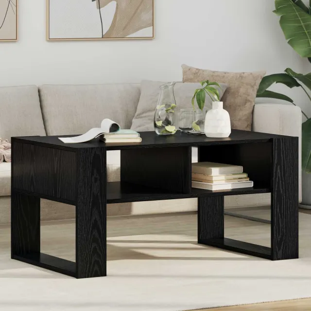 vidaXL Salontafel Zwart Eiken 92 x 53 x 45 cm Bewerkt hout