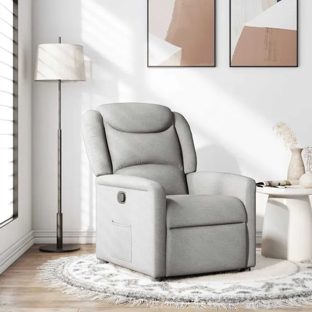 vidaXL Fauteuil verstelbaar stof wolk grijs