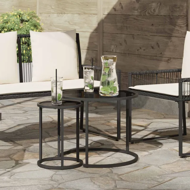 vidaXL Koffietafel Set 2 st Zwart 55 x 55 x 45 cm Glas