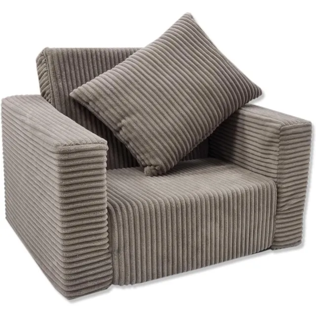 ALLVIA Kindersofa - Zitzak - Kinderstoel - Beige - 100cm x 50cm x 40cm