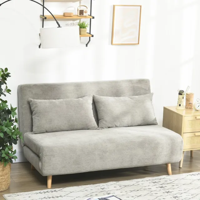 MODENUIT Slaapbank 141 x 90 x 81 cm - Verstelbare Rugleuning - Voor Woonkamer En Logeerkamer - Polyester - Grijs