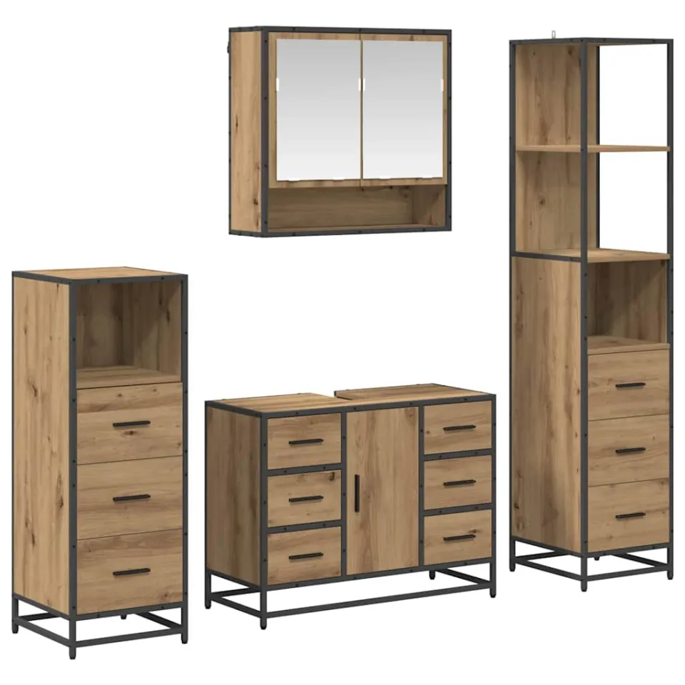 vidaXL Badkamermeubelset 4 st Artisan Eiken 80 x 33 x 60 cm Bruin