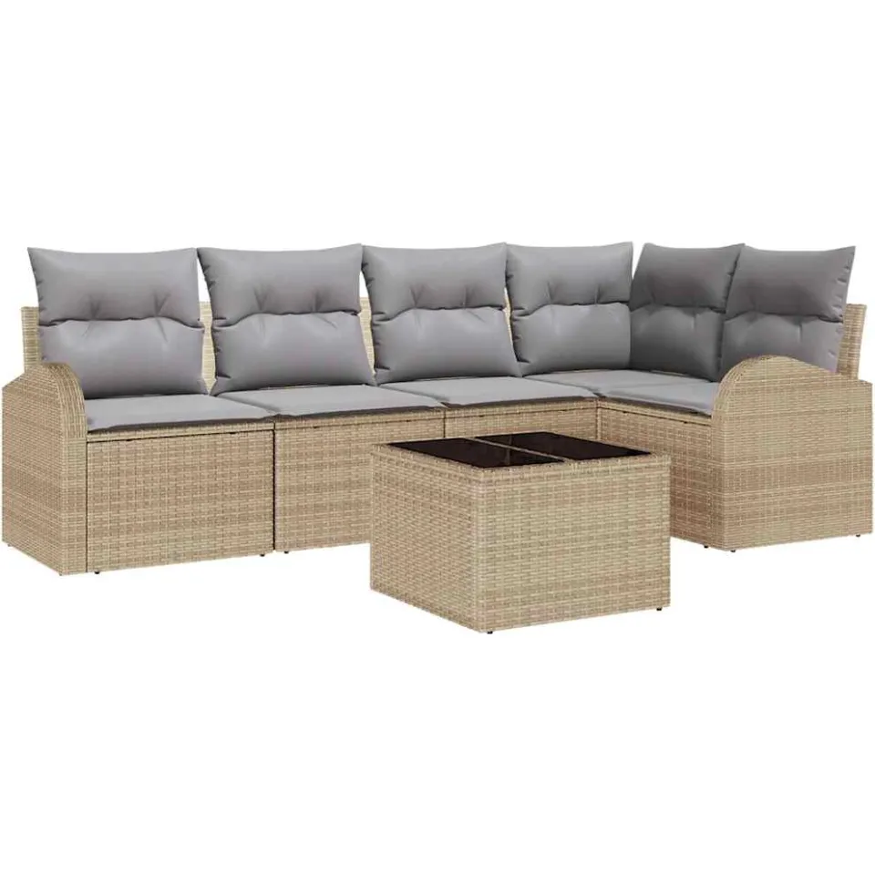 vidaXL Bankstel 6 st Beige Polyester