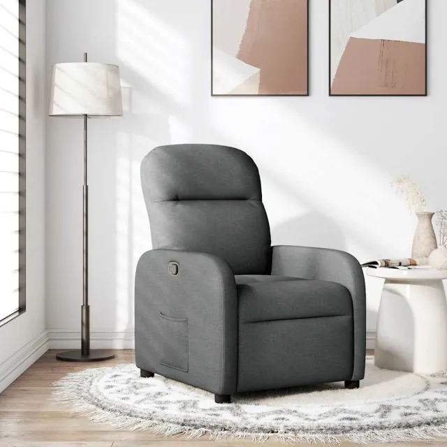 vidaXL Fauteuil verstelbaar stof donkergrijs