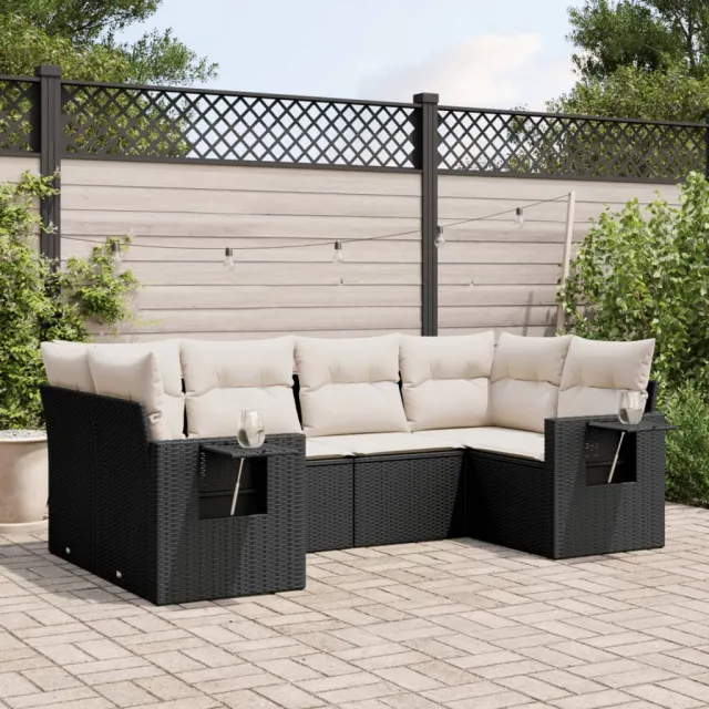 vidaXL 6-delige Loungeset met kussens poly rattan zwart, foto 2