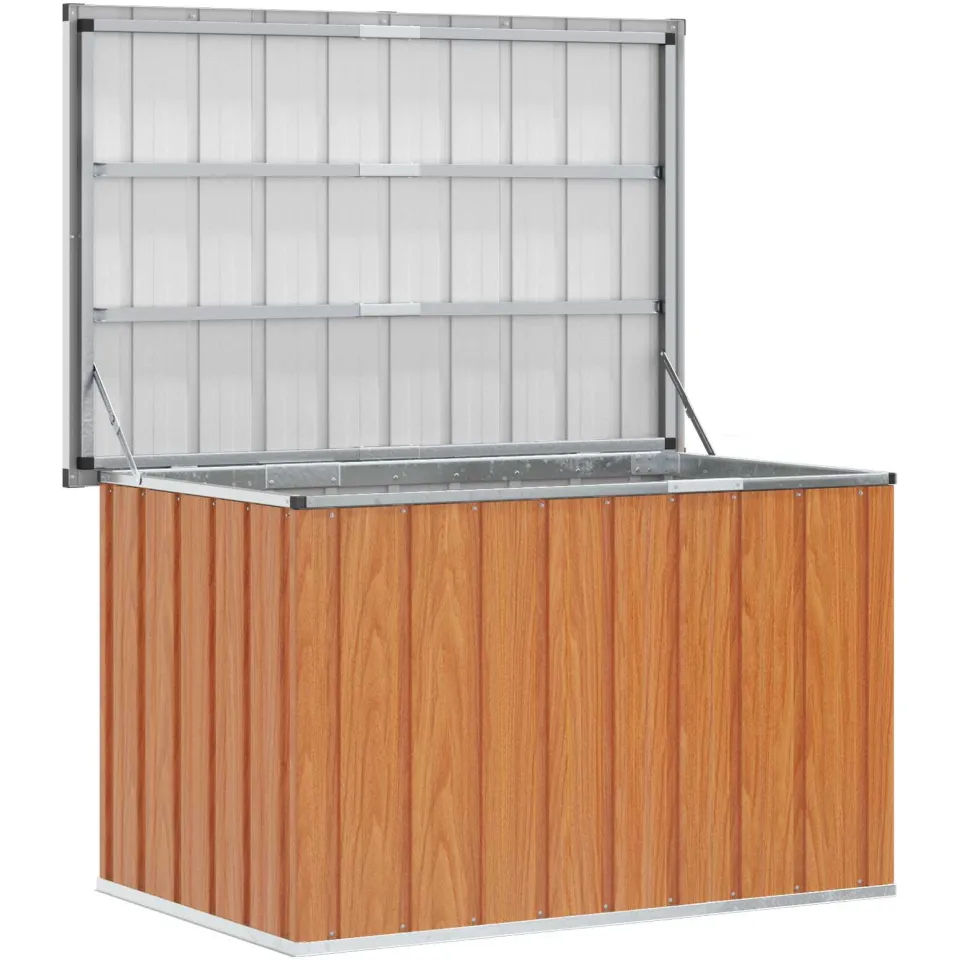 vidaXL Buitenopslagdoos Hout 109 x 67 x 65 cm Gegalvaniseerd staal Bruin