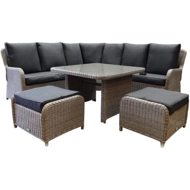 AVH-Collectie Bilbao hoek dining loungeset 6 delig grijs