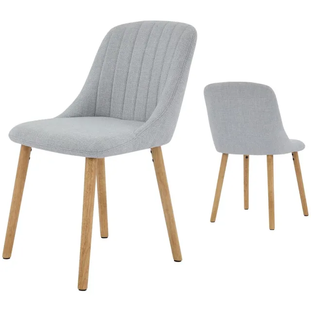Triumpunpre Gestoffeerde Eetkamerstoelen Set van 4 - Ergonomische Rugleuning - Stevige Houten Poten - Comfortabele Stoelen voor Keuken En Eetkamer - Grijs