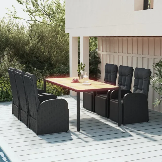 vidaXL 7-delige Tuinset poly rattan en massief acaciahout zwart, foto 2