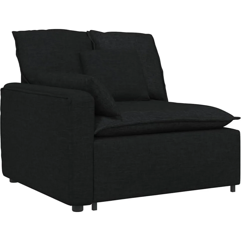 vidaXL Modulaire bank met kussens stof zwart, foto 2