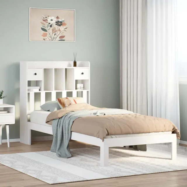 vidaXL Bed met boekenkast zonder matras grenenhout wit 75x190 cm