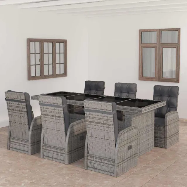 vidaXL 7-delige Tuinset met kussens poly rattan grijs, foto 2
