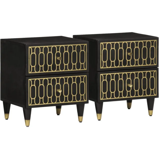 vidaXL Nachtkastjes 2 st 40x33x46 cm massief mangohout zwart