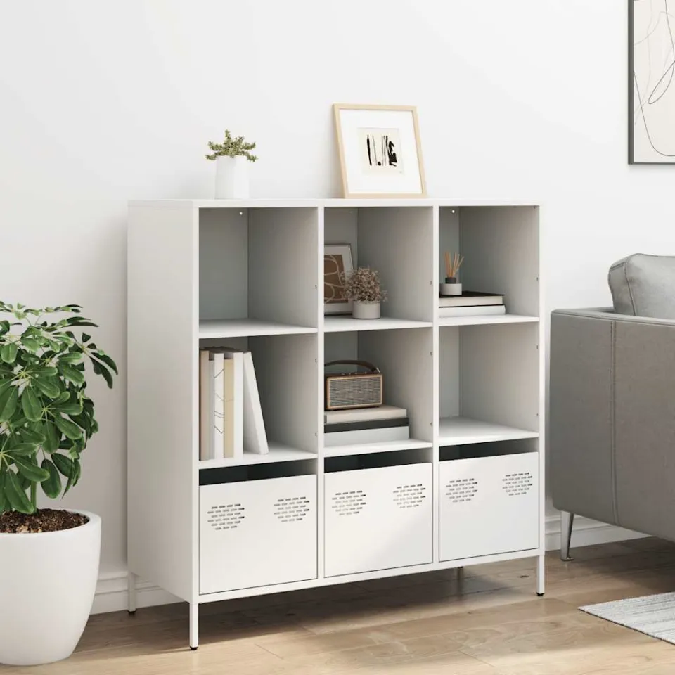 vidaXL Hoge kast 101,5x39x103,5 cm staal wit, foto 2