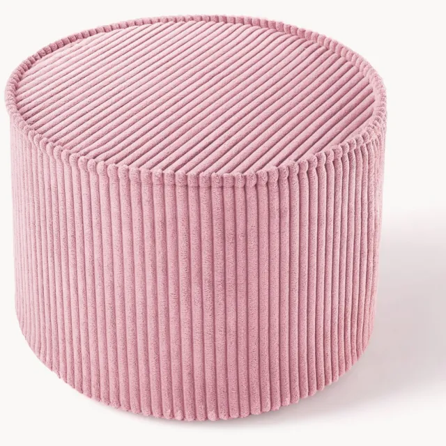 Wigiwama Kinderpoef Sugar van corduroy, Ø 40 cm Dieproze, Roze