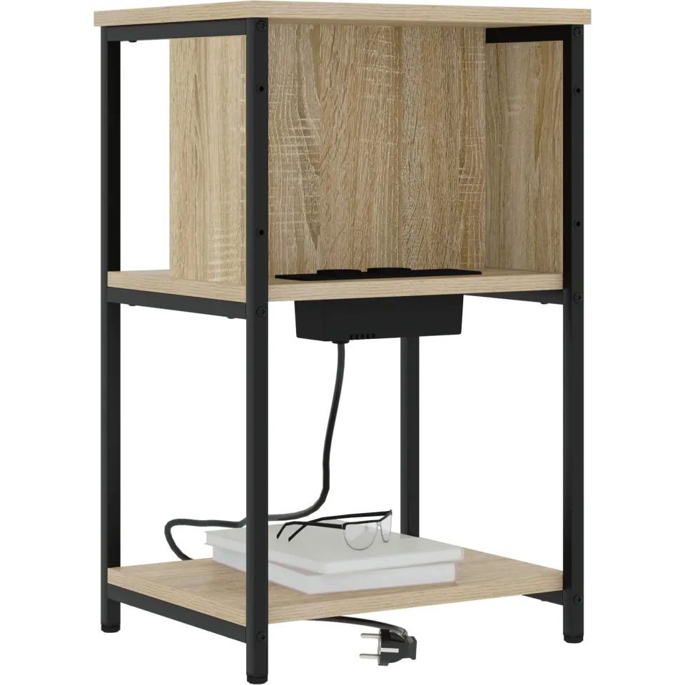vidaXL Nachtkastje 2 st Sonoma Eiken 38 x 31 x 61 cm Bewerkt hout, foto 2