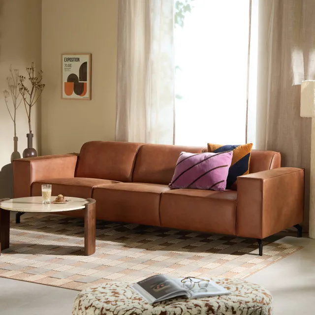 NOUS Living Brent 3-zitsbank cognac, foto 2